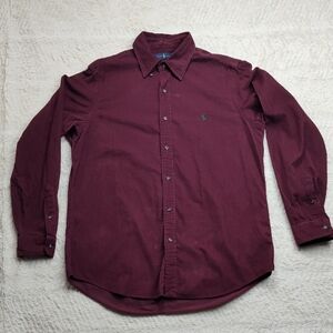Ralph Lauren Men's Button Down Dress Shirt Corduroy Burgundy Size Large